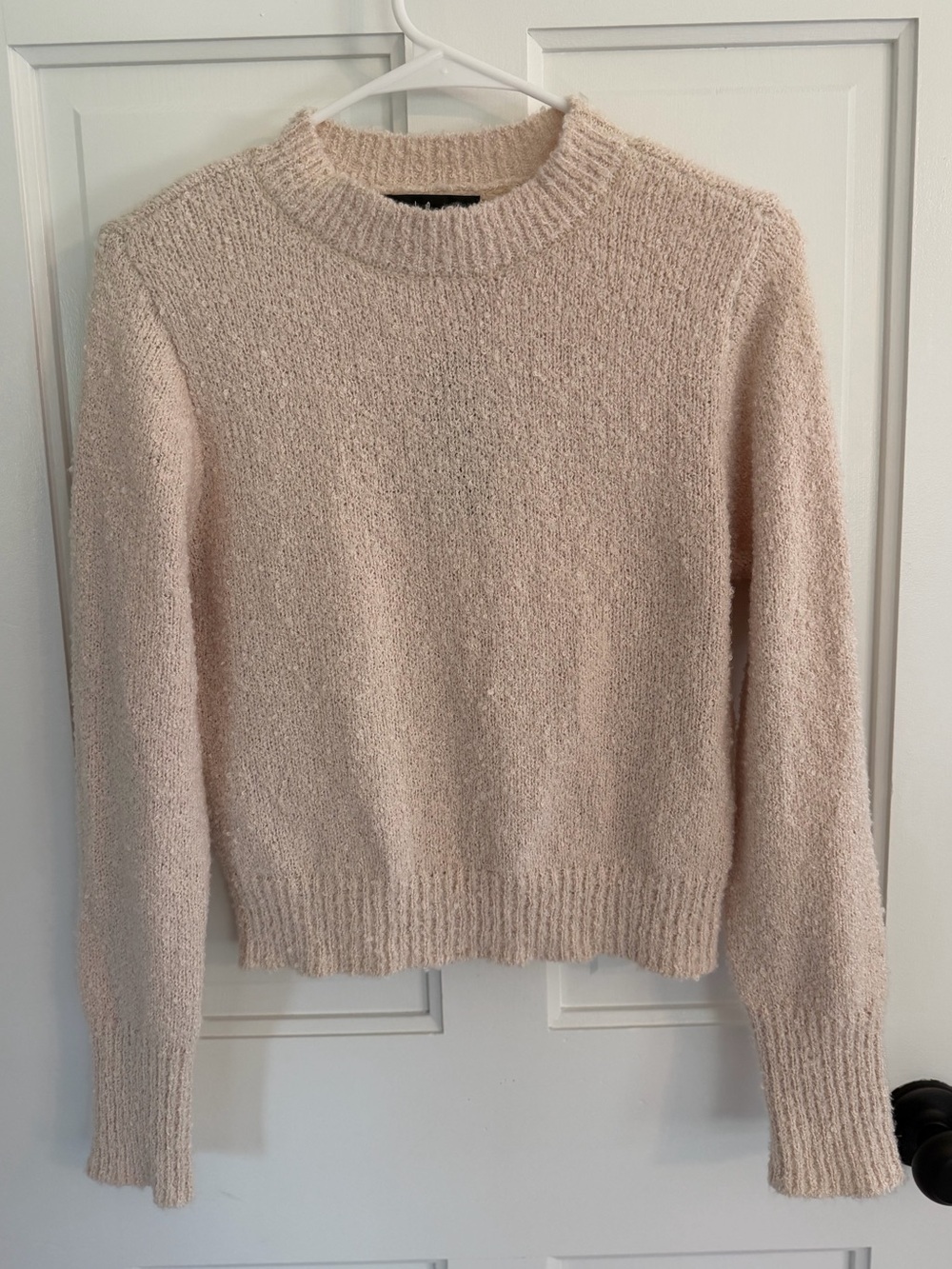 NWT Lulus Cream Bouclé Knit Cropped Sweater | Mock Neck | Size Medium